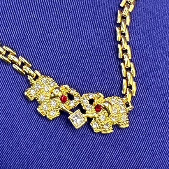 Gold-Plated Crystal Elephant Necklace - Picture 8 of 12